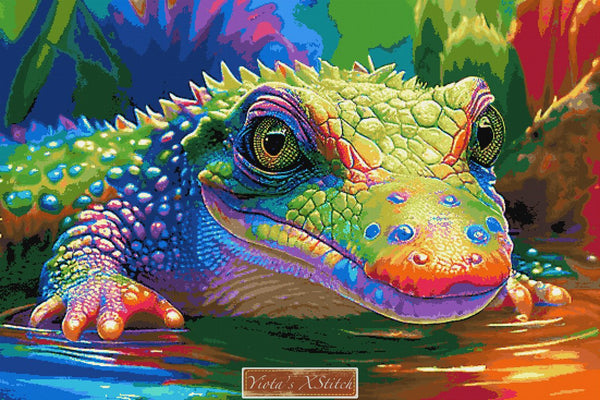 Crocodile No2 modern full coverage cross stitch kit - 1