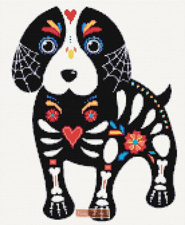 Dog sugar skull cross stitch kit