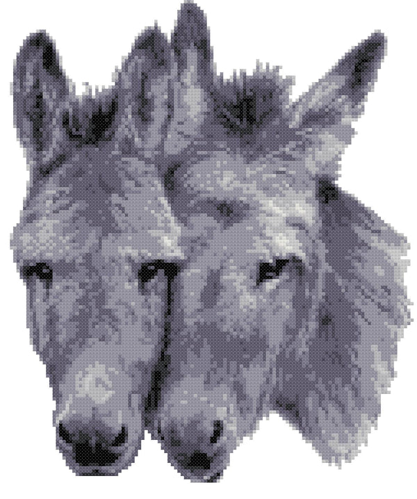 Donkey pair (v3) cross stitch kit - 1