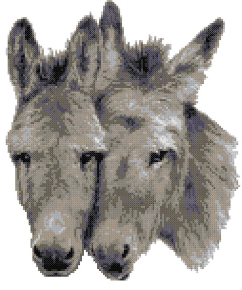 Donkey pair (v2) counted cross stitch kit