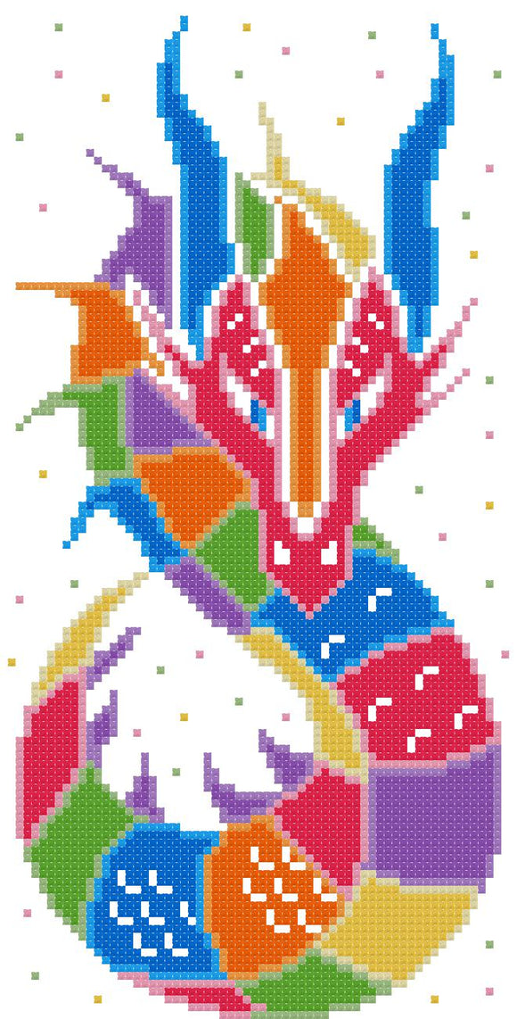 Regenbogen-Drache Nr. 3 Kreuzstich-Set