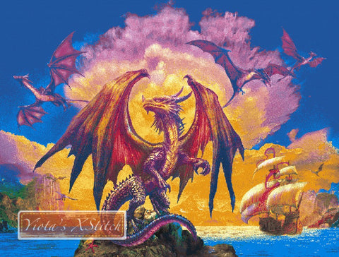 Dragon land large and advanced cross stitch kit