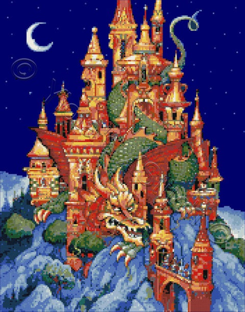 Dragons castle cross stitch kit