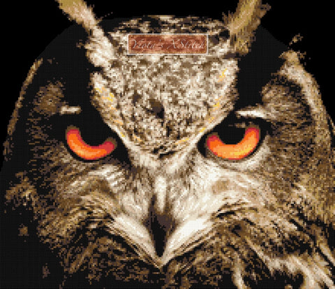 Eagle owl counted cross stitch kit