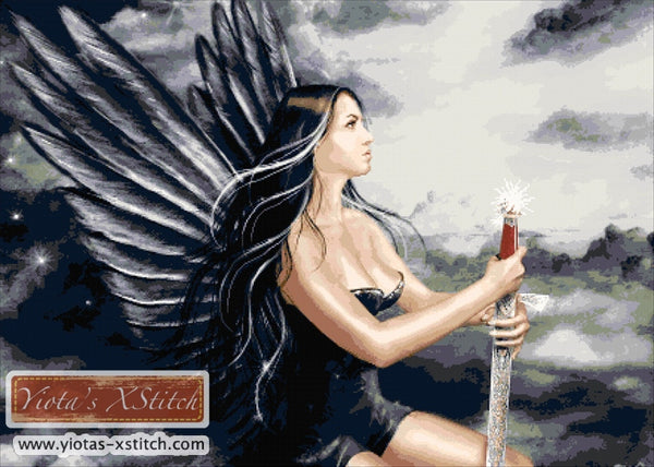 Fantasy black angel counted cross stitch kit - 1