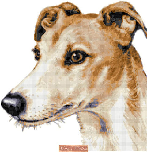 Fawn greyhound cross stitch kit