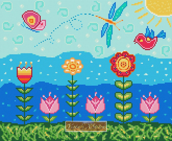 Field of flowers counted cross stitch kit - 1