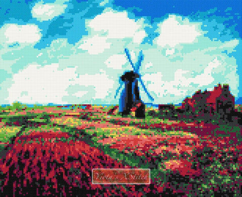 Field of tulips (v2) Monet counted cross stitch kit