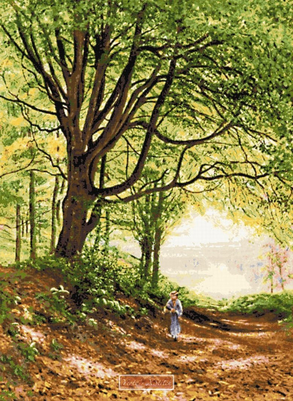 Figure on a woodland path counted cross stitch kit - 1