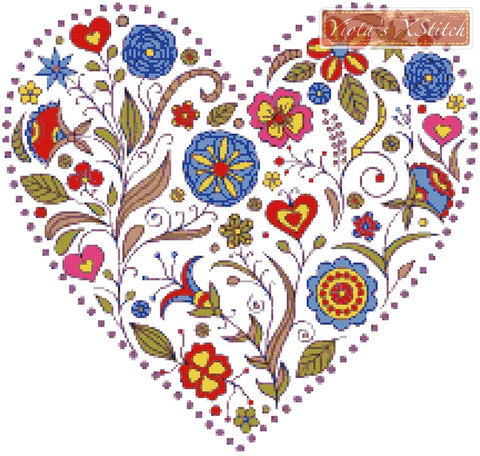 Floral heart No2 counted cross stitch kit