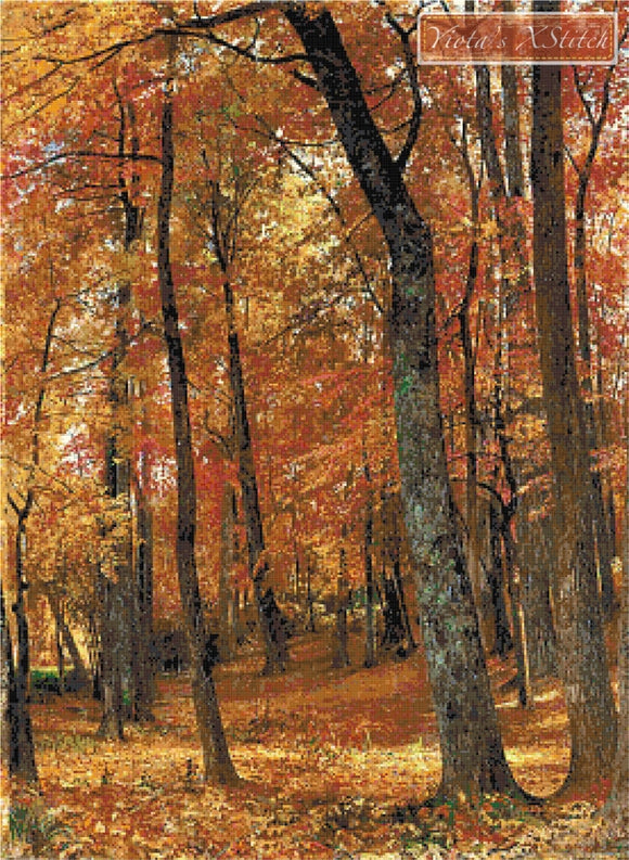 Forest interior, autumn landscape counted cross stitch kit