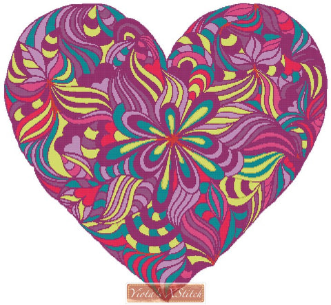 Funky heart counted cross stitch kit