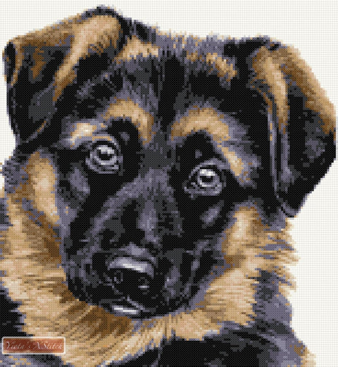 German Shepherd puppy counted cross stitch kit