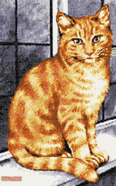 Ginger cat at the window counted cross stitch kit - 1