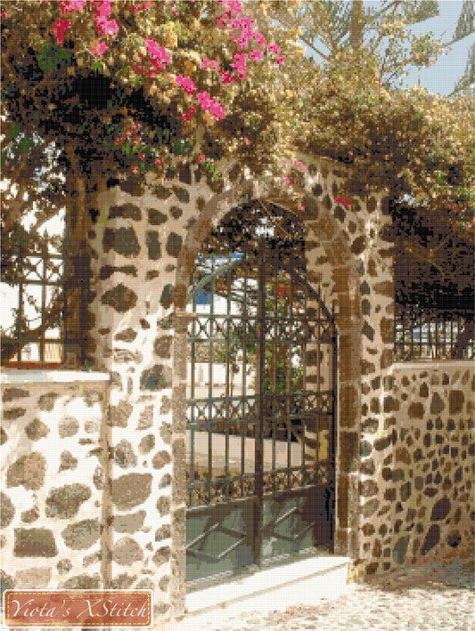 Greek door counted cross stitch kit - 1