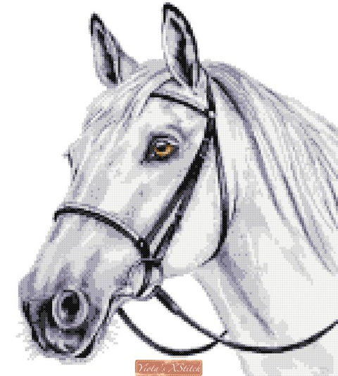 Grey horse cross stitch kit