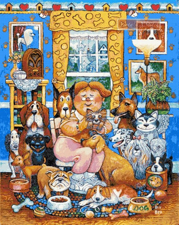 Lady who loves dogs advanced cross stitch kit