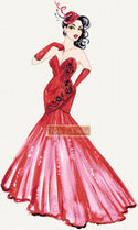 Lady in red dress counted cross stitch kit - 1