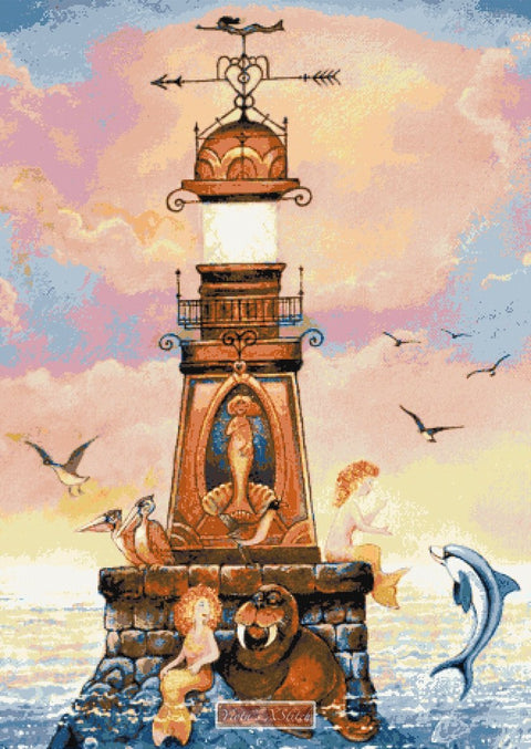 Lighthouse mermaids counted cross stitch kit