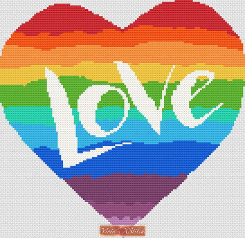 Love heart cross stitch kit