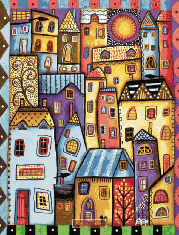 Metropolis modern city advanced modern cross stitch kit - 1