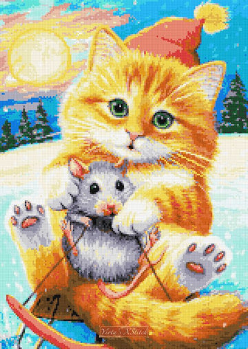 Moonlight fun cat cross stitch kit