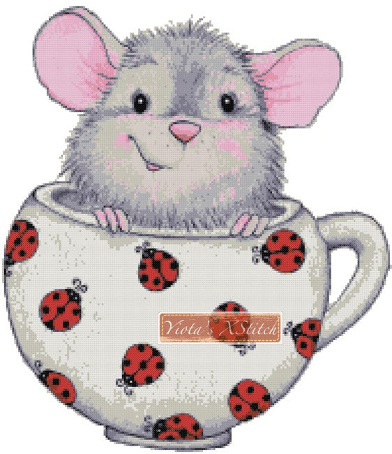 Mouse in a cup counted cross stitch kit - 1