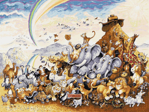Noah's happy ending, large, advanced, full coverage counted cross stitch kit