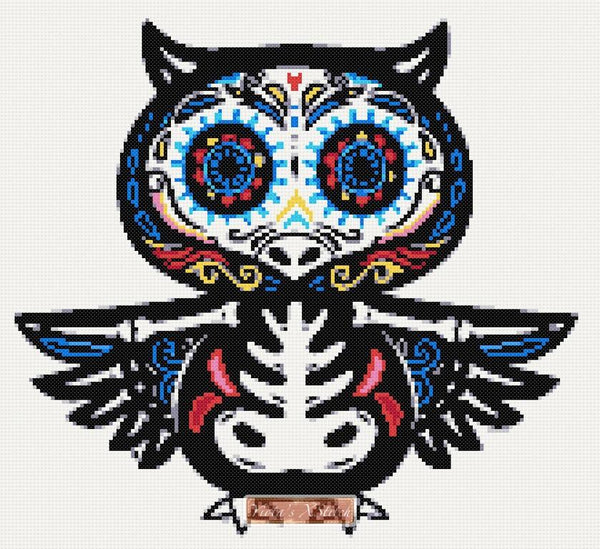 Owl sugar skull cross stitch kit - 1
