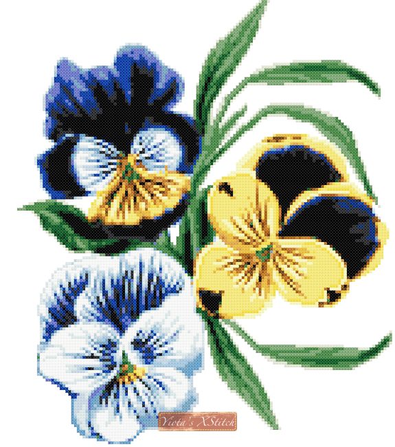 Pansies (v2) cross stitch kit - 1
