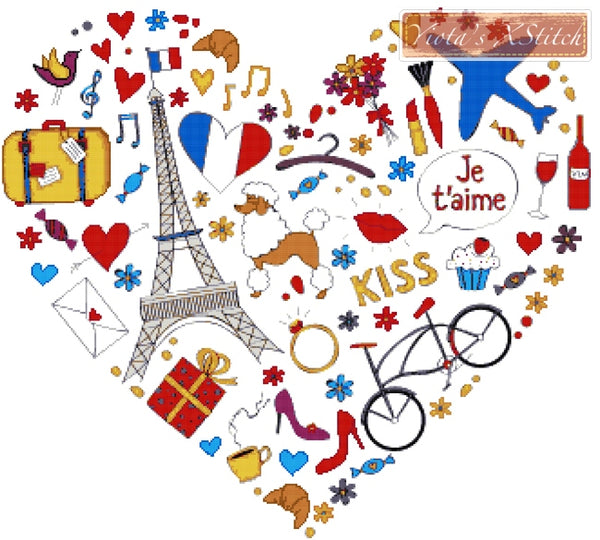 Paris heart counted cross stitch kit - 1