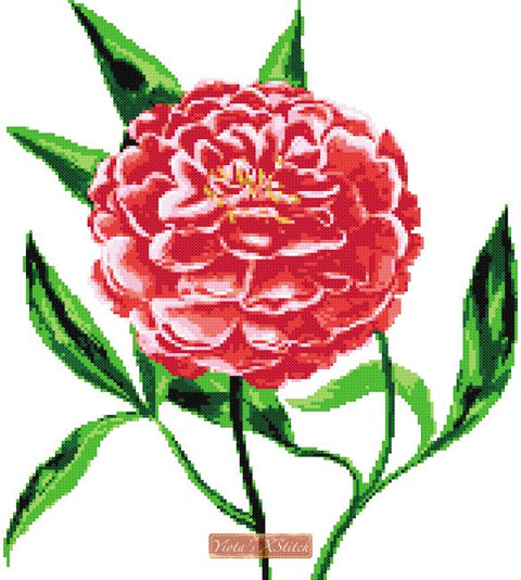 Peony cross stitch kit