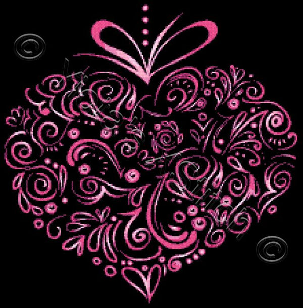 Pink heart counted cross stitch kit - 1