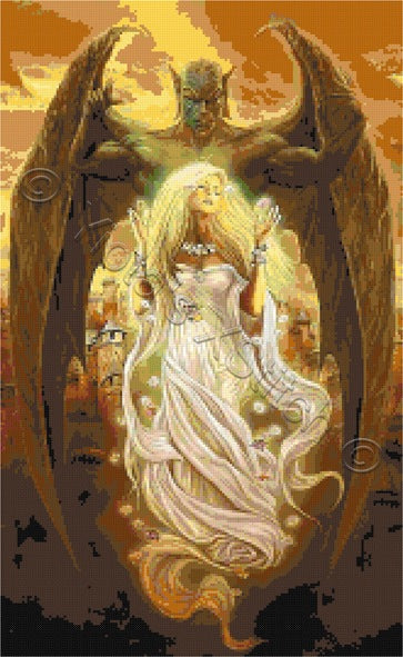 Princess with daemon counted cross stitch kit
