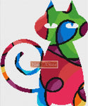 Psychedelic cat counted cross stitch kit - 1
