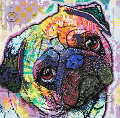 Pug love abstract counted cross stitch kit