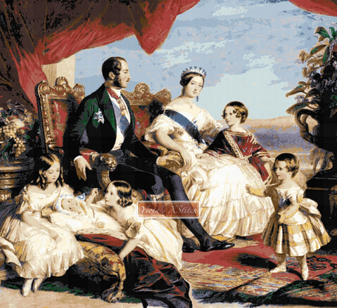 Queen Victoria, Prince and children, large and advanced counted cross stitch kit.