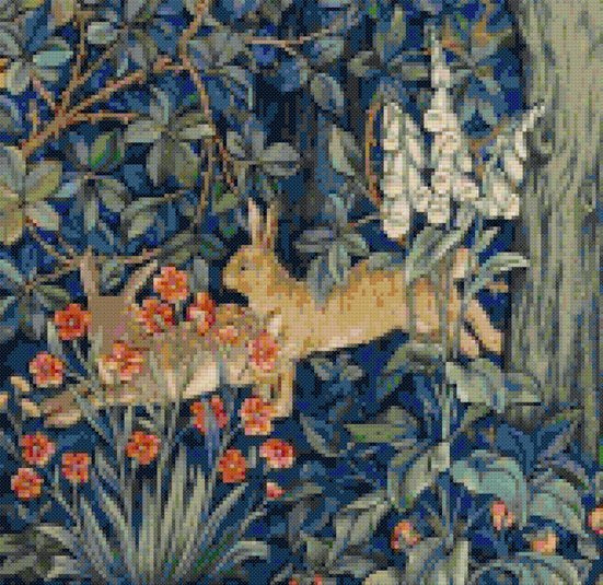 Rabbits William Morris counted cross stitch kit - 1