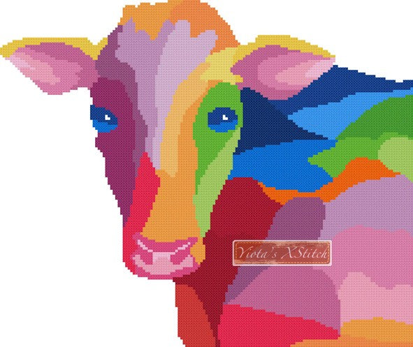 Rainbow cow cross stitch kit - 1