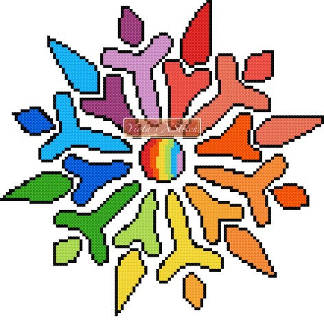 Rainbow snowflake cross stitch kit