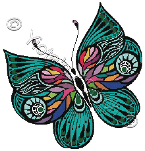Rainbow butterfly (v3) counted cross stitch kit