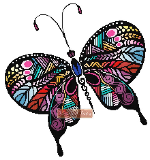 Rainbow butterfly (v4) counted cross stitch kit