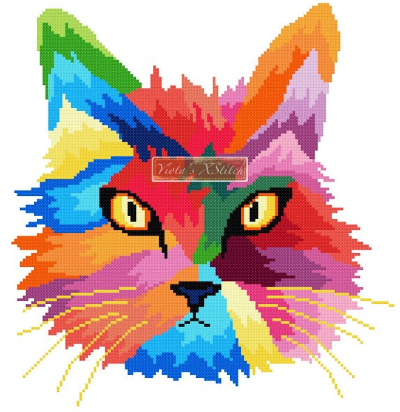 Rainbow cat (v2) counted cross stitch kit - 1