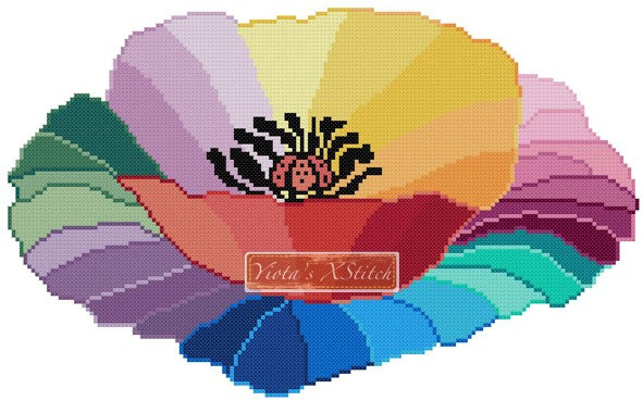 Rainbow poppy counted cross stitch kit - 1