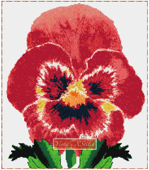 Red pansy counted cross stitch kit