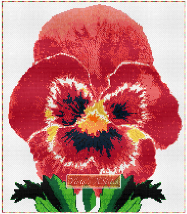 Red pansy counted cross stitch kit - 1