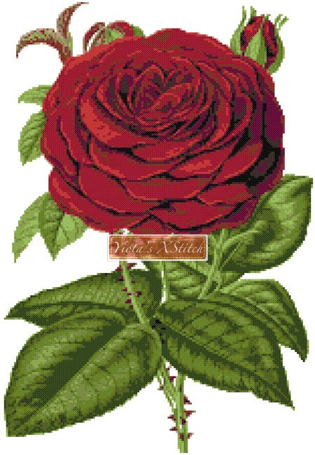 Red rose counted cross stitch kit