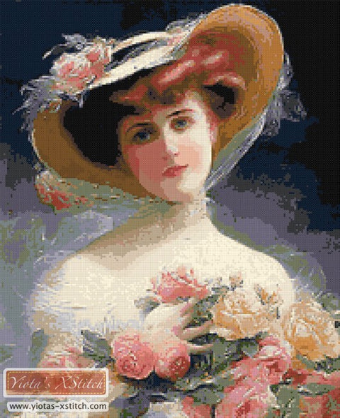 Roses Victorian lady counted cross stitch kit