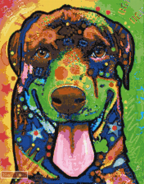 Rottweiler puppy abstract counted cross stitch kit