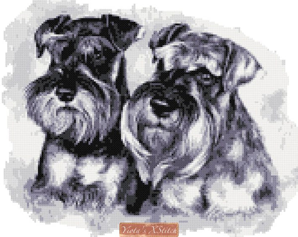 Schnauzer pair (v2) cross stitch kit - 1
